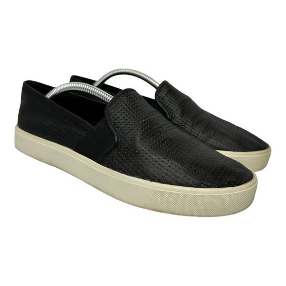 Vince Womens size 6.5 Blair 5 Leather Perforated Slip On Loafers Black - Picture 1 of 11